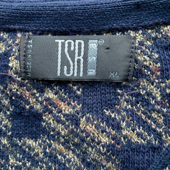 Men's Vintage Tsr Usa V neck Knit  Sweater Size XL Made In Usa Oversized - Picture 3 of 7